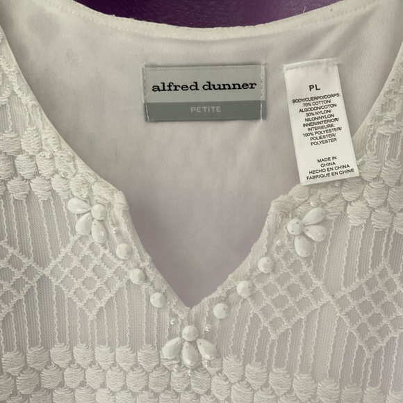Alfred Dunner Beaded Neckline Short sleeve blouse with lining - Picture 3 of 5